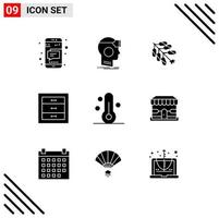 Universal Icon Symbols Group of 9 Modern Solid Glyphs of nature drawer virtual cabinets firecracker Editable Vector Design Elements