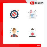 Group of 4 Modern Flat Icons Set for forbidden health paper back to school care Editable Vector Design Elements