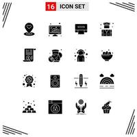 16 Solid Glyph concept for Websites Mobile and Apps file police poll people tissue Editable Vector Design Elements
