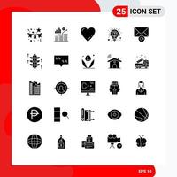 Group of 25 Solid Glyphs Signs and Symbols for message analysis graph ideas planning Editable Vector Design Elements