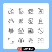 Set of 16 Modern UI Icons Symbols Signs for help document steps contact wheelbarrow Editable Vector Design Elements