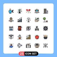 Mobile Interface Filled line Flat Color Set of 25 Pictograms of building team leaf management open capsule Editable Vector Design Elements