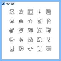 Set of 25 Modern UI Icons Symbols Signs for think idea action head to Editable Vector Design Elements