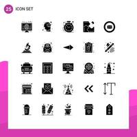Group of 25 Solid Glyphs Signs and Symbols for puzzle component lotus application office Editable Vector Design Elements