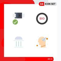 4 Thematic Vector Flat Icons and Editable Symbols of belt bank bio energy column Editable Vector Design Elements