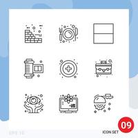 Modern Set of 9 Outlines and symbols such as case plus grid interface camera accessories Editable Vector Design Elements