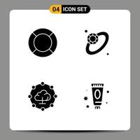 4 User Interface Solid Glyph Pack of modern Signs and Symbols of basic network ui jewelry beauty Editable Vector Design Elements