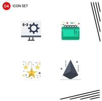 4 iconos planos universales establecidos para aplicaciones web y móviles codificación desarrollo de avisos de venta decoración de gran venta elementos de diseño de vectores editables