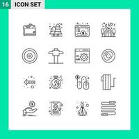 16 Universal Outlines Set for Web and Mobile Applications lover house cityscape home website Editable Vector Design Elements