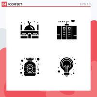 Universal Icon Symbols Group of 4 Modern Solid Glyphs of islam bottle ramadan energy medicine Editable Vector Design Elements