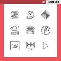 Outline Pack of 9 Universal Symbols of data bag invest analytics waffle Editable Vector Design Elements