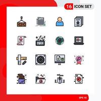 Universal Icon Symbols Group of 16 Modern Flat Color Filled Lines of file protect market padlock data Editable Creative Vector Design Elements