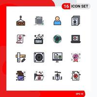 Universal Icon Symbols Group of 16 Modern Flat Color Filled Lines of file protect market padlock data Editable Creative Vector Design Elements