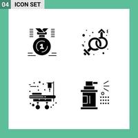 Stock Vector Icon Pack of 4 Line Signs and Symbols for award medical equipment first gender bed Editable Vector Design Elements