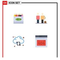 Set of 4 Modern UI Icons Symbols Signs for crayons cloud paint football sync Editable Vector Design Elements