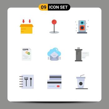 9 Universal Flat Color Signs Symbols of message email data mail secure Editable Vector Design Elements