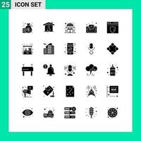 Modern Set of 25 Solid Glyphs Pictograph of tutorials mobile chair learning document Editable Vector Design Elements