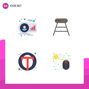 Mobile Interface Flat Icon Set of 4 Pictograms of analysis interface human drink text Editable Vector Design Elements