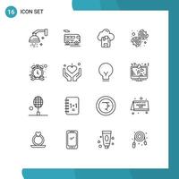 Group of 16 Modern Outlines Set for timer settings vehicle options server Editable Vector Design Elements