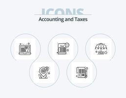 Taxes Line Icon Pack 5 Icon Design. car. money. reminder. finance. banking vector