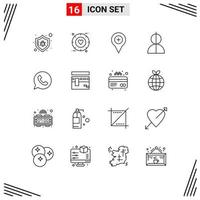 16 Universal Outlines Set for Web and Mobile Applications thief impersonation location impostor plus Editable Vector Design Elements