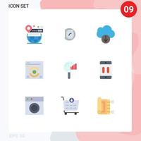 Paquete de 9 colores planos de interfaz de usuario de signos y símbolos modernos de servicio encontrar elementos de diseño vectorial editables de página web de actualización científica vector
