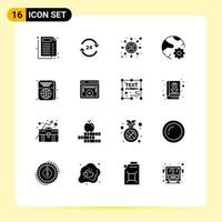 16 Thematic Vector Solid Glyphs and Editable Symbols of online internet stop global dollar Editable Vector Design Elements