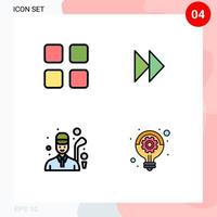 Set of 4 Modern UI Icons Symbols Signs for calc golfer math media game Editable Vector Design Elements