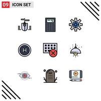 9 iconos creativos, signos y símbolos modernos de dispositivos de hardware, computadoras de globo, hospital, elementos de diseño vectorial editables vector