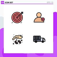 4 Universal Filledline Flat Colors Set for Web and Mobile Applications aim farming financial new seed Editable Vector Design Elements