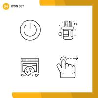 Pack of 4 Modern Filledline Flat Colors Signs and Symbols for Web Print Media such as eco compliance environment pencil data Editable Vector Design Elements