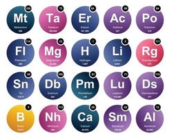 20 Preiodic table of the elements Icon Pack Design vector