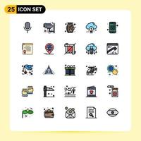 25 Universal Filled line Flat Color Signs Symbols of device light nuts bulb idea Editable Vector Design Elements