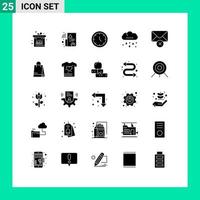 25 User Interface Solid Glyph Pack of modern Signs and Symbols of handbeg mail user delete rainy Editable Vector Design Elements