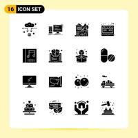 Set of 16 Vector Solid Glyphs on Grid for album web personal shop house Editable Vector Design Elements