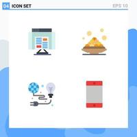 Pack of 4 creative Flat Icons of application protection web plate light Editable Vector Design Elements