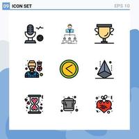 Pictogram Set of 9 Simple Filledline Flat Colors of arrow soldier company pilot trophy Editable Vector Design Elements