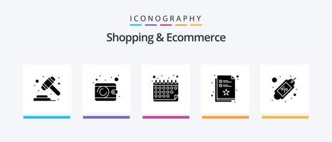 Shopping And Ecommerce Glyph 5 Icon Pack Including tag. wish list. appointment. list. checklist. Creative Icons Design vector