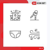 Pictogram Set of 4 Simple Filledline Flat Colors of building children key room blowing Editable Vector Design Elements