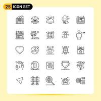 Universal Icon Symbols Group of 25 Modern Lines of furniture piano food music leaf Editable Vector Design Elements
