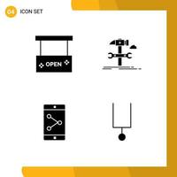 Set of 4 Modern UI Icons Symbols Signs for beauty and spa service open salon engineering mobile Editable Vector Design Elements