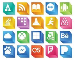 20 Social Media Icon Pack Including delicious icloud overflow air bnb player vector