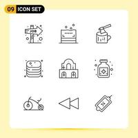 Universal Icon Symbols Group of 9 Modern Outlines of christmas shop log food canned Editable Vector Design Elements