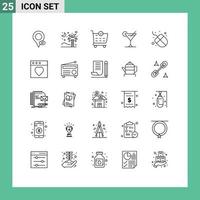 paquete de iconos de vector de stock de 25 signos y símbolos de línea para elementos de diseño de vector editables de coctel de limón de coco de computadora de mouse