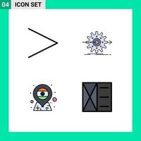 Set of 4 Modern UI Icons Symbols Signs for arrow country performance setting india Editable Vector Design Elements