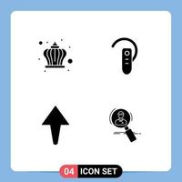 Modern Set of 4 Solid Glyphs Pictograph of corona arrow day ear search Editable Vector Design Elements