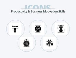 Productivity And Business Motivation Skills Glyph Icon Pack 5 Icon Design. sandclock. control. work. concentration. work vector