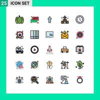 Modern Set of 25 Filled line Flat Colors and symbols such as home appliances clock arrows christian cross catholic Editable Vector Design Elements