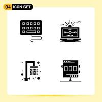 Group of 4 Modern Solid Glyphs Set for keyboard fresh file draw athletics Editable Vector Design Elements