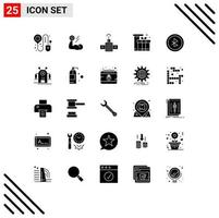 25 Universal Solid Glyphs Set for Web and Mobile Applications ui shopping gps eid box Editable Vector Design Elements